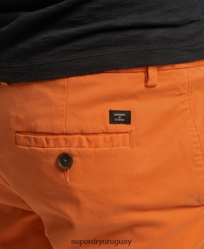 uy Superdry hombres shorts chinos de algodón orgánico naranja DT2N8Z6475 ropa