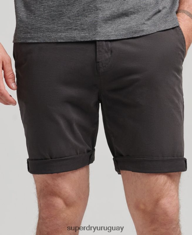 uy Superdry hombres shorts chinos de algodón orgánico negro DT2N8Z348 ropa