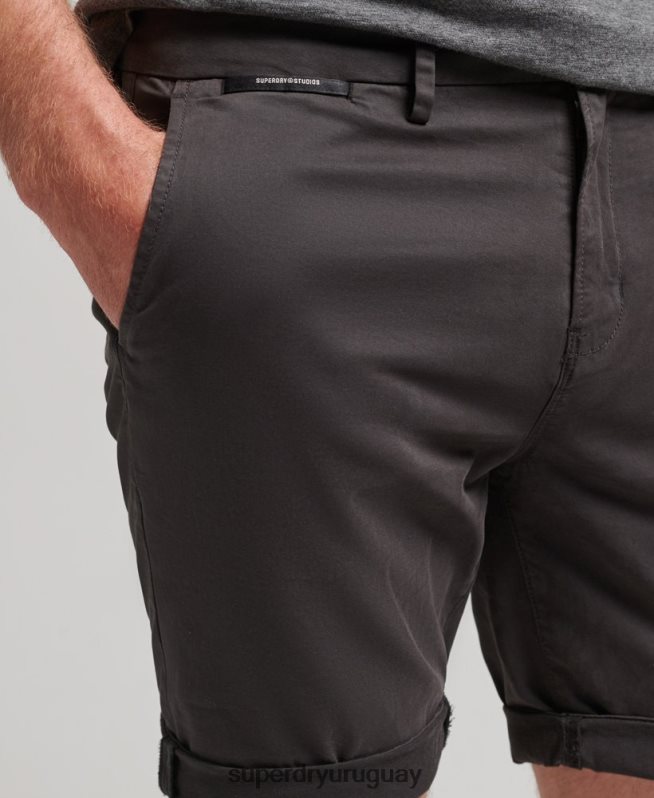 uy Superdry hombres shorts chinos de algodón orgánico negro DT2N8Z348 ropa