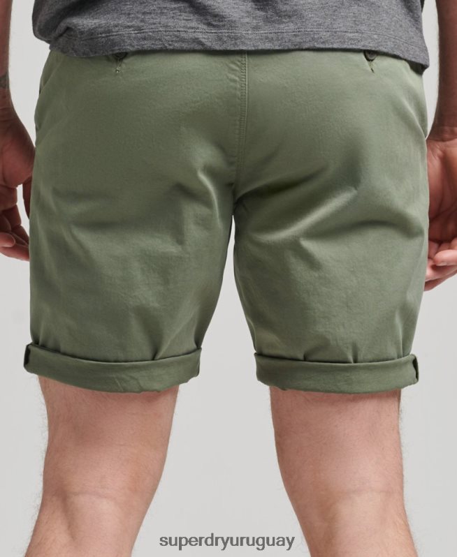 uy Superdry hombres shorts chinos de algodón orgánico studios core verde DT2N8Z282 ropa