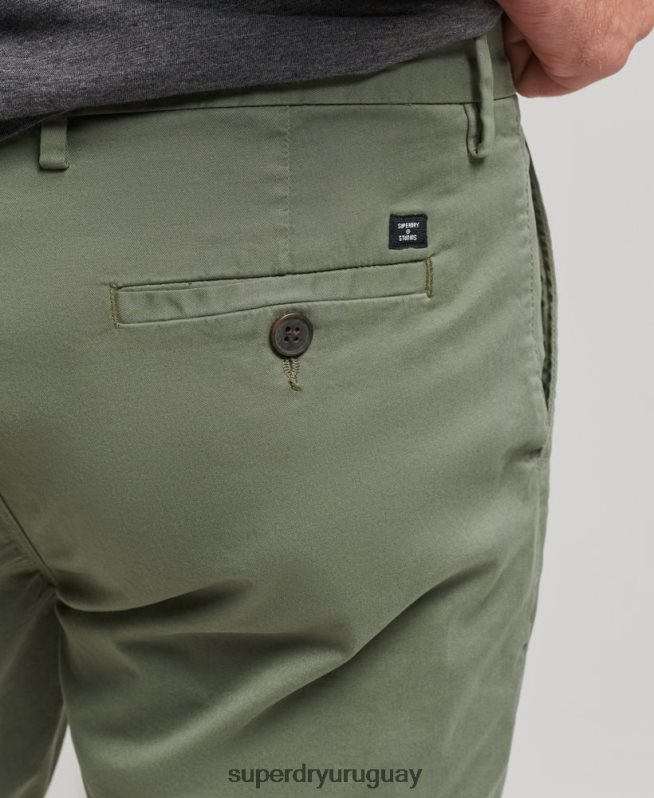 uy Superdry hombres shorts chinos de algodón orgánico studios core verde DT2N8Z282 ropa