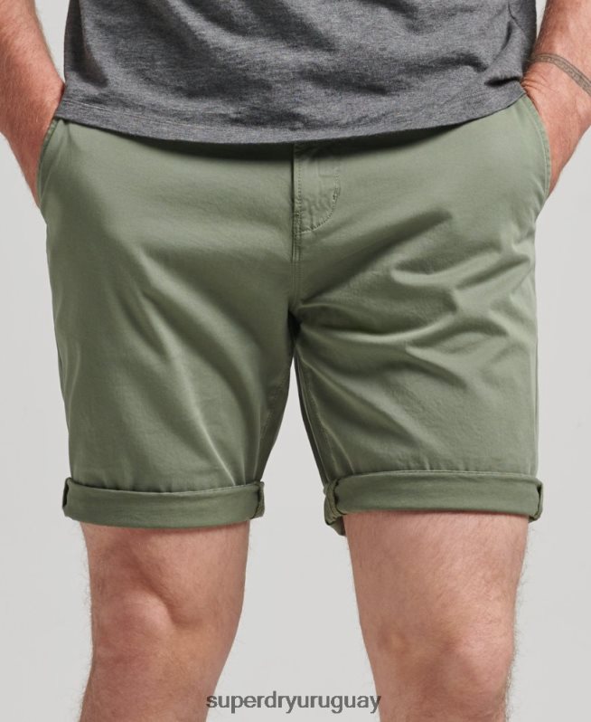 uy Superdry hombres shorts chinos de algodón orgánico verde DT2N8Z314 ropa