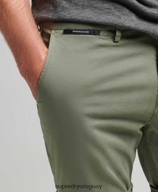 uy Superdry hombres shorts chinos de algodón orgánico verde DT2N8Z314 ropa