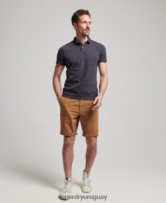 uy Superdry hombres shorts chinos de oficial marrón DT2N8Z17 ropa