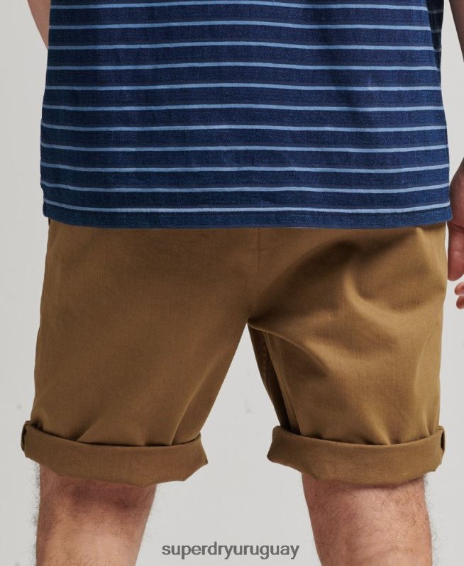 uy Superdry hombres shorts chinos de oficial vintage marrón DT2N8Z308 ropa