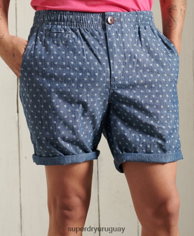 uy Superdry hombres shorts chinos desgastados por el sol azul oscuro DT2N8Z375 ropa