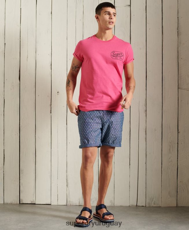 uy Superdry hombres shorts chinos desgastados por el sol azul oscuro DT2N8Z375 ropa