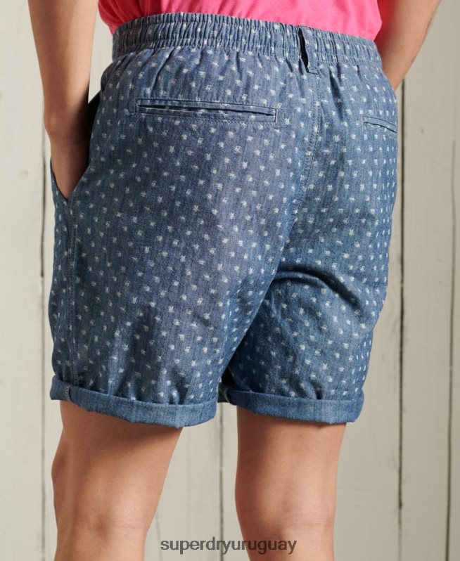 uy Superdry hombres shorts chinos desgastados por el sol azul oscuro DT2N8Z375 ropa
