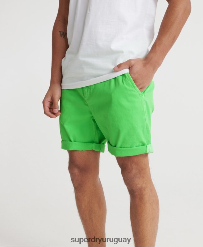 uy Superdry hombres shorts chinos desgastados por el sol verde DT2N8Z364 ropa