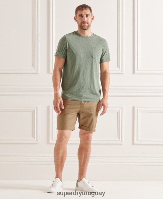 uy Superdry hombres shorts chinos pisapapeles beige DT2N8Z6465 ropa