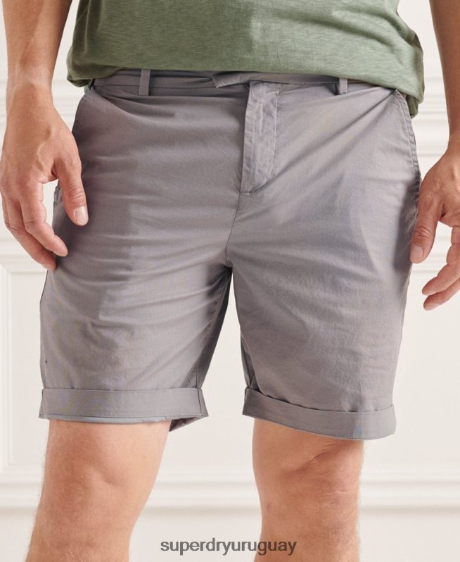 uy Superdry hombres shorts chinos pisapapeles gris claro DT2N8Z6493 ropa