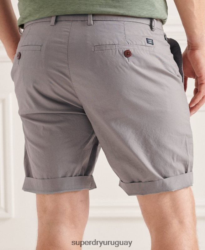 uy Superdry hombres shorts chinos pisapapeles gris claro DT2N8Z6493 ropa