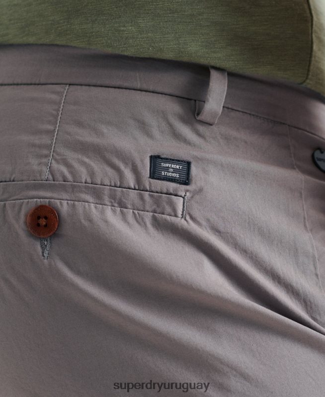 uy Superdry hombres shorts chinos pisapapeles gris claro DT2N8Z6493 ropa