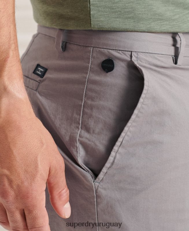 uy Superdry hombres shorts chinos pisapapeles gris claro DT2N8Z6493 ropa
