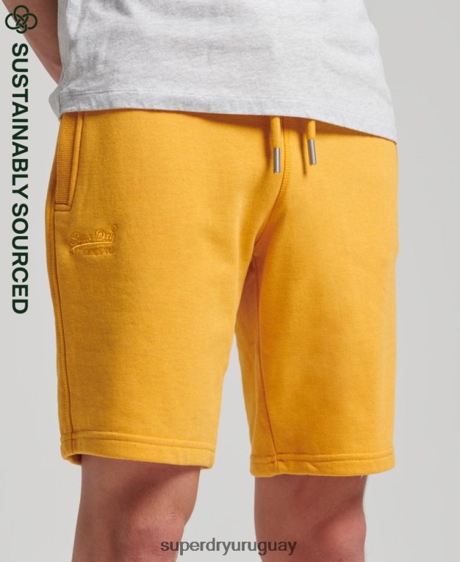 uy Superdry hombres shorts de algodón orgánico con logo vintage amarillo DT2N8Z363 ropa