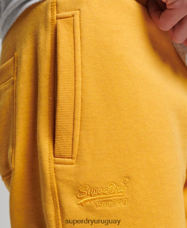 uy Superdry hombres shorts de algodón orgánico con logo vintage amarillo DT2N8Z363 ropa