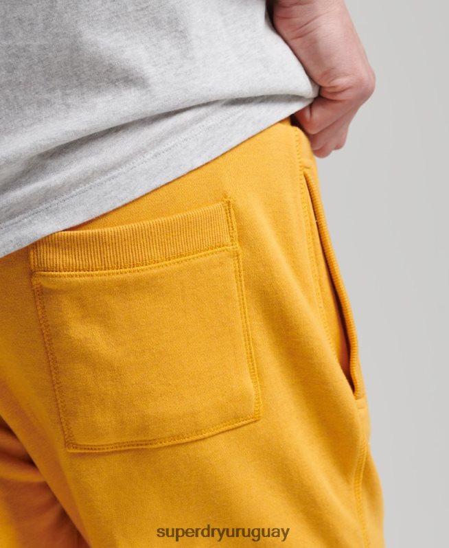 uy Superdry hombres shorts de algodón orgánico con logo vintage amarillo DT2N8Z363 ropa