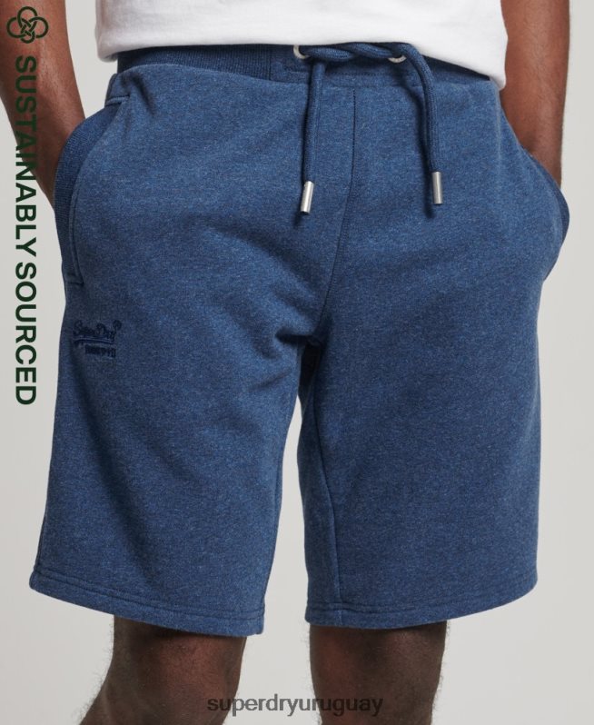 uy Superdry hombres shorts de algodón orgánico con logo vintage azul DT2N8Z352 ropa