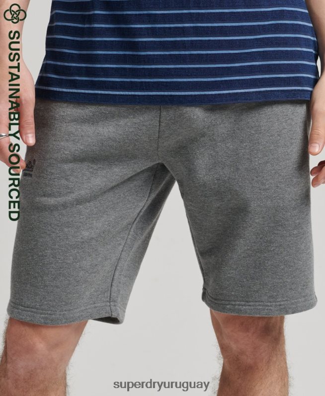 uy Superdry hombres shorts de algodón orgánico con logo vintage gris DT2N8Z330 ropa