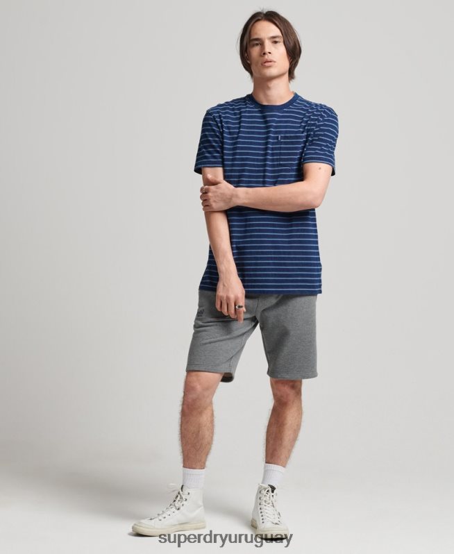 uy Superdry hombres shorts de algodón orgánico con logo vintage gris DT2N8Z330 ropa