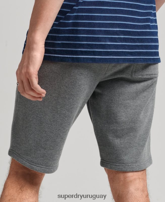 uy Superdry hombres shorts de algodón orgánico con logo vintage gris DT2N8Z330 ropa