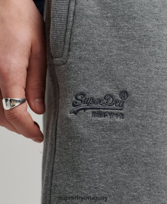 uy Superdry hombres shorts de algodón orgánico con logo vintage gris DT2N8Z330 ropa