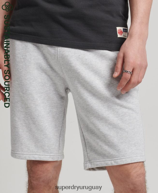 uy Superdry hombres shorts de algodón orgánico con logo vintage gris claro DT2N8Z327 ropa