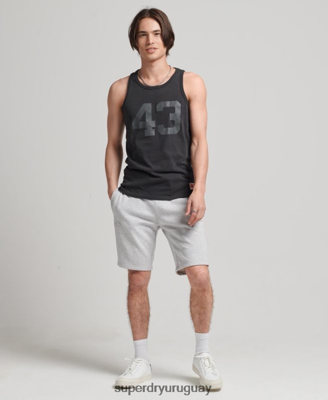 uy Superdry hombres shorts de algodón orgánico con logo vintage gris claro DT2N8Z327 ropa