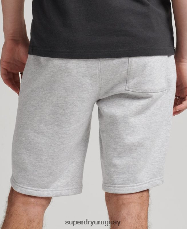 uy Superdry hombres shorts de algodón orgánico con logo vintage gris claro DT2N8Z327 ropa