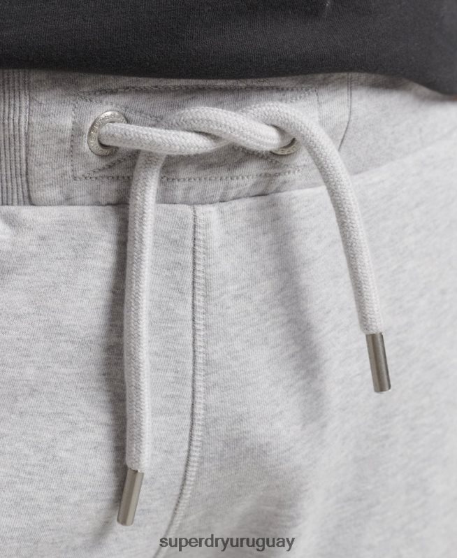 uy Superdry hombres shorts de algodón orgánico con logo vintage gris claro DT2N8Z327 ropa