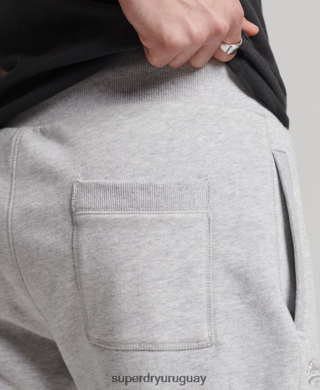uy Superdry hombres shorts de algodón orgánico con logo vintage gris claro DT2N8Z327 ropa