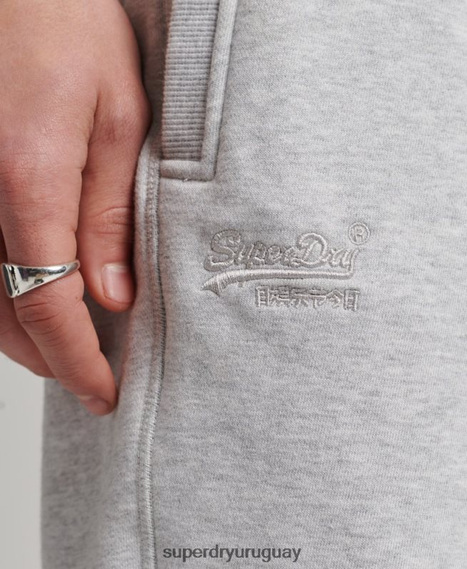 uy Superdry hombres shorts de algodón orgánico con logo vintage gris claro DT2N8Z327 ropa
