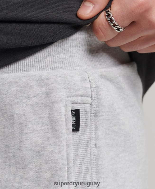 uy Superdry hombres shorts de algodón orgánico con logo vintage gris claro DT2N8Z327 ropa