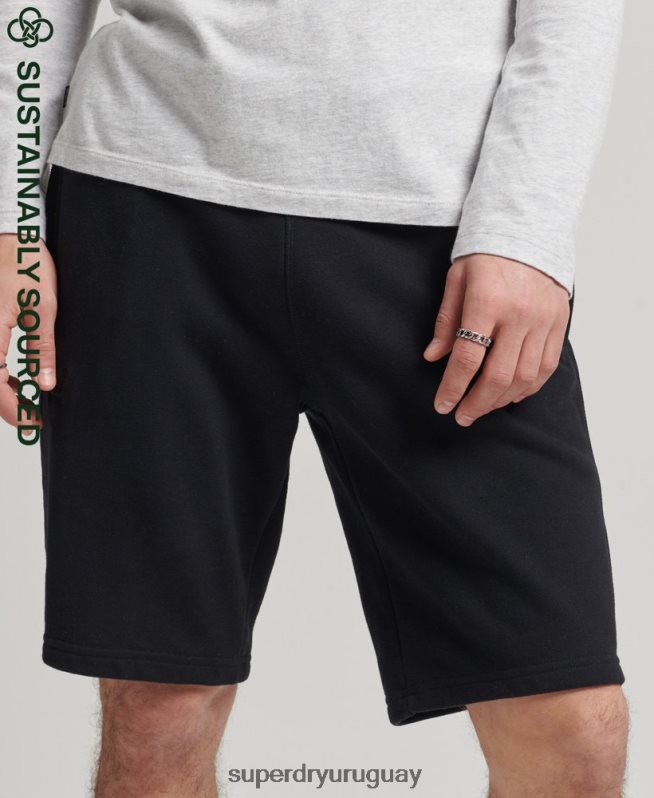 uy Superdry hombres shorts de algodón orgánico con logo vintage negro DT2N8Z326 ropa