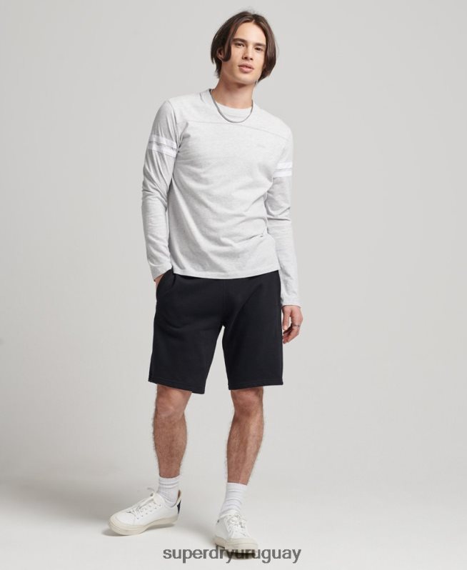 uy Superdry hombres shorts de algodón orgánico con logo vintage negro DT2N8Z326 ropa