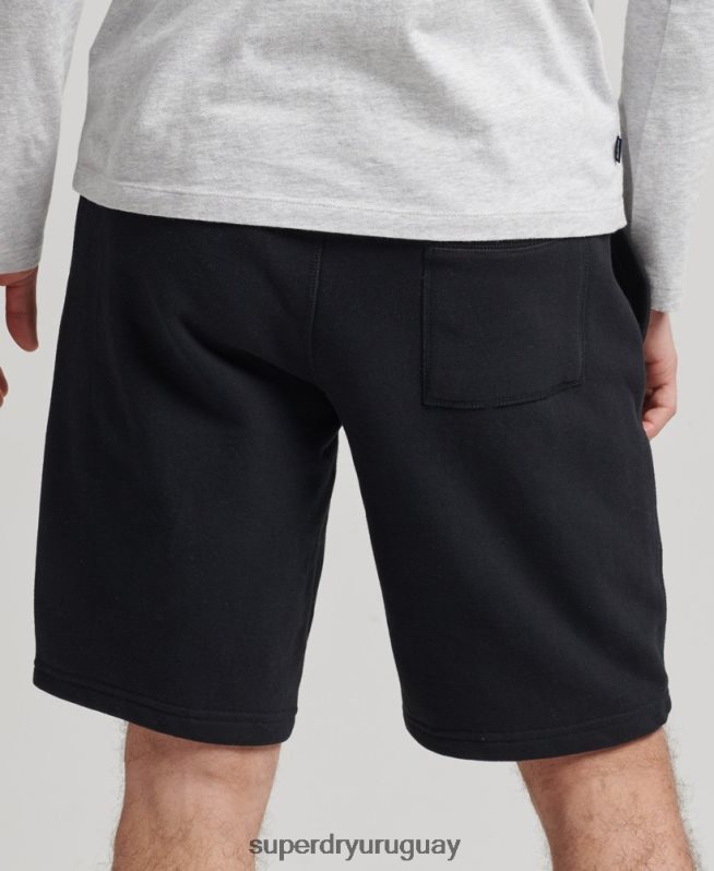 uy Superdry hombres shorts de algodón orgánico con logo vintage negro DT2N8Z326 ropa