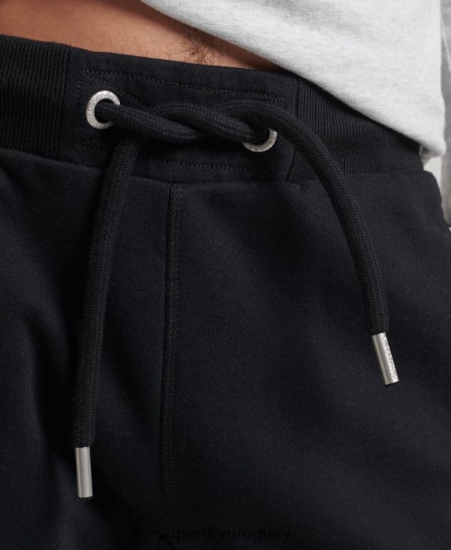 uy Superdry hombres shorts de algodón orgánico con logo vintage negro DT2N8Z326 ropa