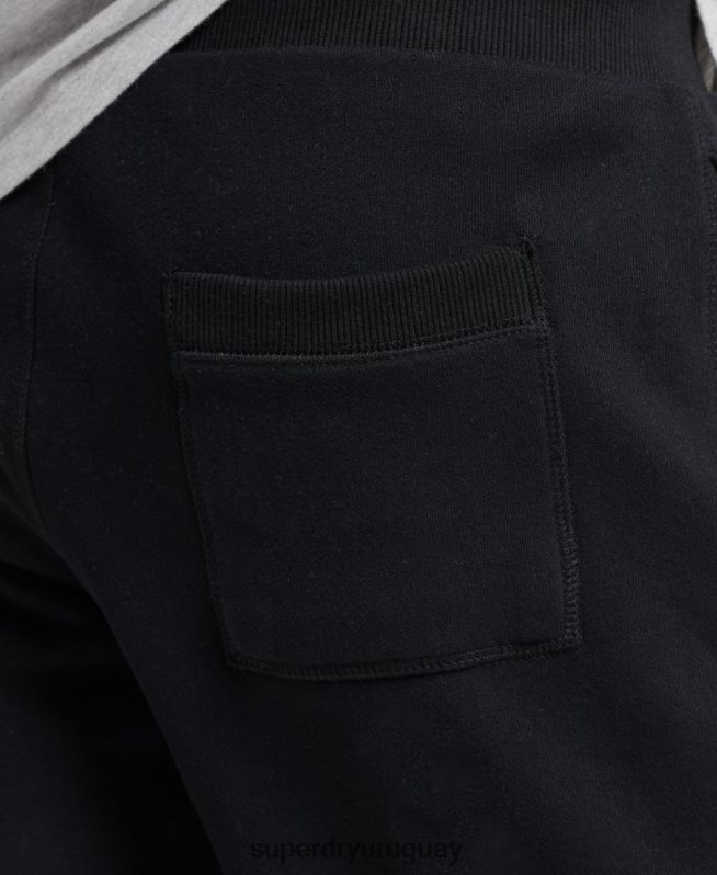 uy Superdry hombres shorts de algodón orgánico con logo vintage negro DT2N8Z326 ropa