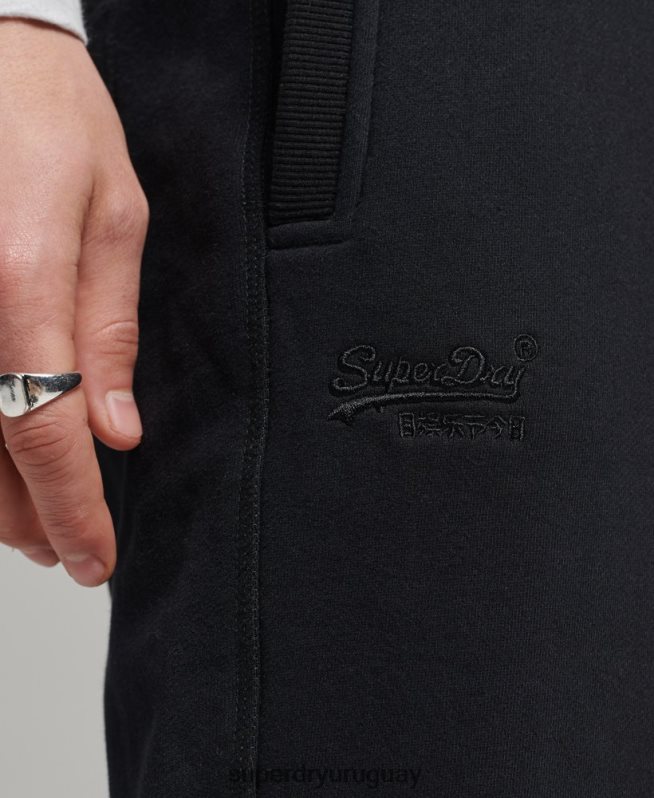 uy Superdry hombres shorts de algodón orgánico con logo vintage negro DT2N8Z326 ropa