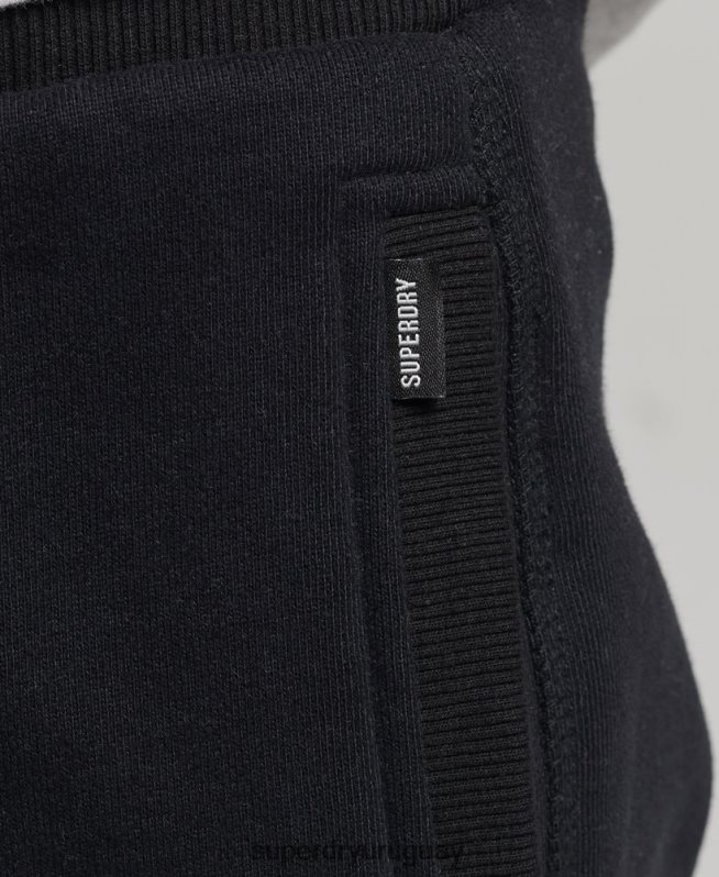 uy Superdry hombres shorts de algodón orgánico con logo vintage negro DT2N8Z326 ropa