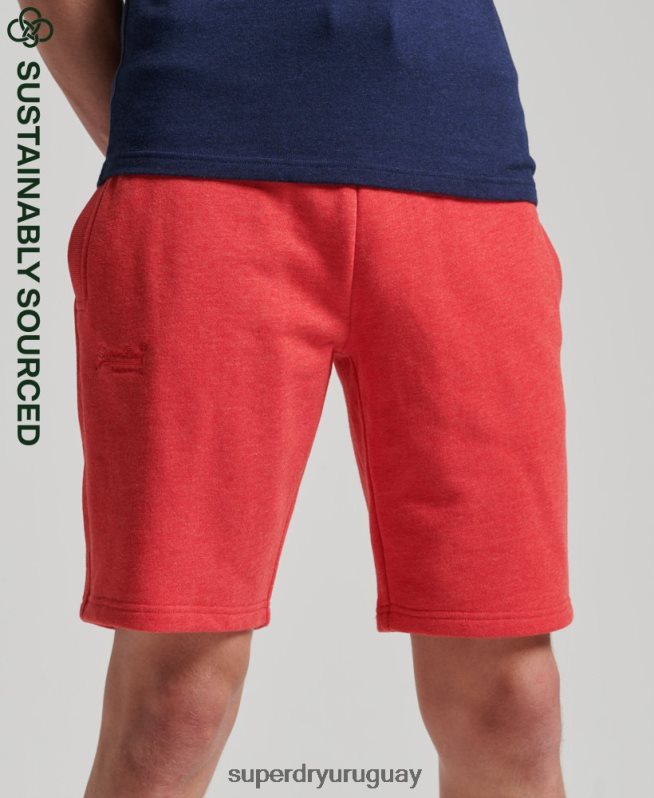 uy Superdry hombres shorts de algodón orgánico con logo vintage rojo DT2N8Z361 ropa