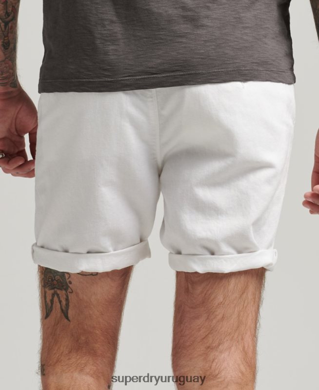uy Superdry hombres shorts de algodón orgánico con vuelta de lino studios blanco DT2N8Z373 ropa