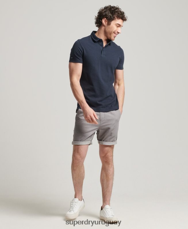 uy Superdry hombres shorts de algodón orgánico con vuelta de lino studios gris oscuro DT2N8Z6450 ropa