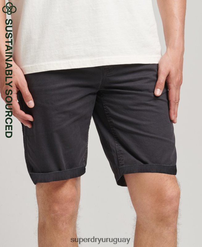 uy Superdry hombres shorts de carpintero vintage de algodón orgánico negro DT2N8Z309 ropa
