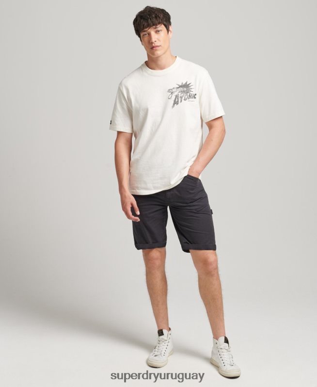 uy Superdry hombres shorts de carpintero vintage de algodón orgánico negro DT2N8Z309 ropa