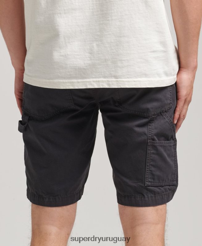 uy Superdry hombres shorts de carpintero vintage de algodón orgánico negro DT2N8Z309 ropa