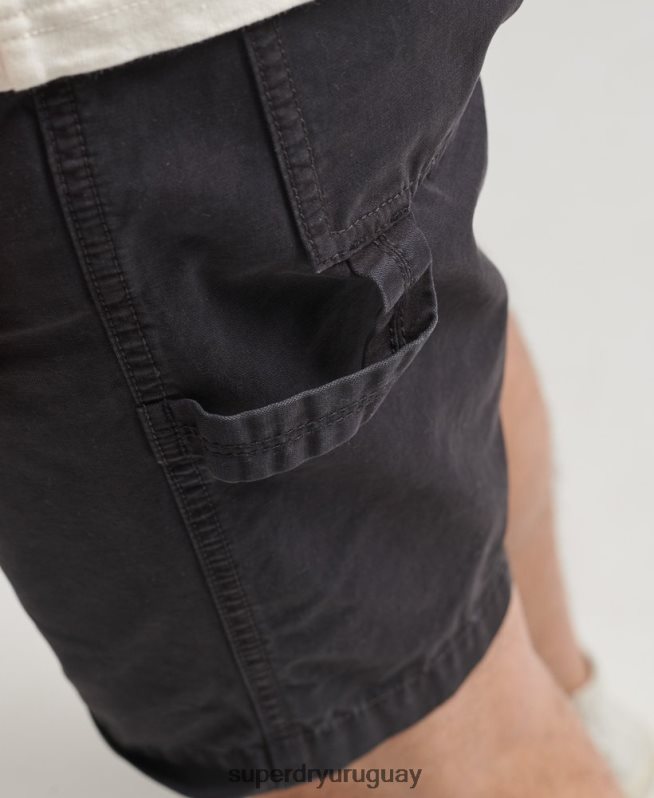 uy Superdry hombres shorts de carpintero vintage de algodón orgánico negro DT2N8Z309 ropa