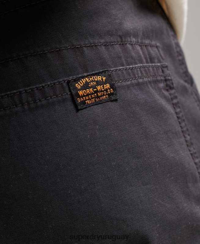uy Superdry hombres shorts de carpintero vintage de algodón orgánico negro DT2N8Z309 ropa