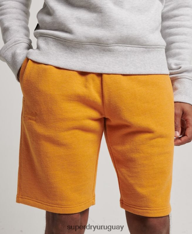 uy Superdry hombres shorts de punto con logo vintage bordado amarillo DT2N8Z304 ropa