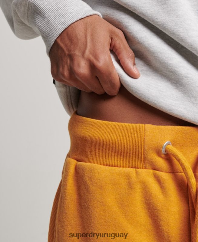 uy Superdry hombres shorts de punto con logo vintage bordado amarillo DT2N8Z304 ropa